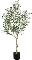 YOLEO 4FT Artificial Olive Tree Tall Faux Potted Olive Tree with Lifelike Olive Leaves Fake Silk Olive Plant for Living Room Bedroom Balcony Corner Office Indoor Decor