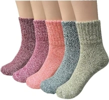 YSense Snug 5 Pairs Thermal Winter Women Socks Wool Warm Knitting Ladies Socks Bed Sock Multicoloured Thick socks womens 4-8