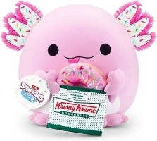 Snackles, Series 2, Axolotl (Krispy Kreme), Plush Toy, Cuddly Squishy Comfort Plush with License Snack Brand Accessory, Small (20 cm), Brown Box, (Axolotl)