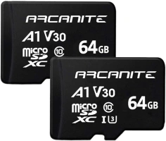 ARCANITE 2-Pack 64GB microSDXC Memory Card - A1, UHS-I U3, V30, 4K, C10, MicroSD, Optimal read speeds up to 90 MB/s