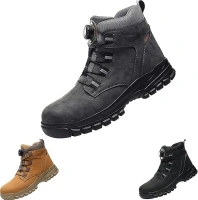 Mens Safety Boots Waterproof Shoes Lightweight Comfortable Non-Slip Mens Work Boots Anti-Smash and Puncture-Proof Labor Protection Shoes Steel Toe Safety Shoes Construction Site High Top Work Boots