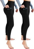 Leafigure 2 Pack Gym Leggings for Women High Waist Opaque Leggings with Pockets for Workout Sport Yoga Running