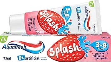 Aquafresh Splash Toothpaste 3-8 years, Kids Toothpaste, Strawberry Flavour Toothpaste, 75 ml