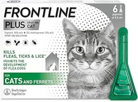 FRONTLINE Plus Flea & Tick Treatment for Cats and Ferrets - 6 Pipettes