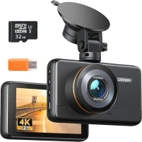 iZEEKER 4K Dash Cam Front, 2160P Car Camera with Free 32GB Card, Night Vision Dashcam with Loop Recording, G-Sensor Auto Lock, Parking Mode, WDR 400