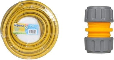 Hozelock Tricoflex Ultraflex Hose, Yellow, 12.5 mm x 10 m/2333781 & 12.5mm Hose Repair Connector