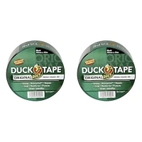 Duck Original Black Tape, 50mm x 50m, Improved Formula High Strength Waterproof Gaffer and Duct Adhesive Cloth Repair Tape (Pack of 2)