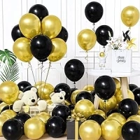 Unisun Black and Gold Balloons, 60Pcs 12 Inch Black Metallic Gold Balloon Arch for Men Women Boy Girl Anniversary Wedding Engagement Graduation Birthday Bachelor Valentine Bridal Shower Party Decora