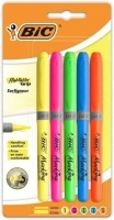 BiC Highlighter Grip, Highlighter Pens with Chisel Tip, Long-lasting, Ideal for School and Office, Assorted Colours, 5 count (Pack of 1)