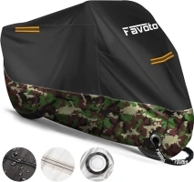 Favoto Updated Version Motorbike Cover 210D Waterproof Motorcycle Cover XL UV Scratch Bird Droppings Heat-Resistant Outdoor Protection 86.6 x 41x 50 inch with 2 Windproof Buckles