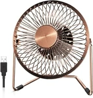 EasyAcc USB Desk Fan 5 Inch Desktop Silent Fan Air Circulator 2 Speeds 360° Rotation Brushless Motor Noiseless for Home and Office Laptop Notebook PC Desk Table Fan - Metal Brone