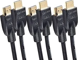 Amazon Basics 4K HDMI Cable 1.8m, 3 pack - 18Gbps High Speed with Ethernet, 4K@60Hz, 2160p, Black