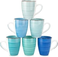 vancasso Bonita Large Mugs Set of 6, 500ml Stoneware Coffee Cup and Mug, Microwave & Dishwasher Safe Tea Cups, Mugs for Hot Drinks, Cool Color