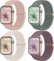 Mastten 4 Pack Solo Loop Braided Straps Compatible with Apple Watch Straps 40mm 41mm 38mm 42mm 44mm 45mm 46mm 49mm Women Men, Stretchy Strap Elastic Sport Band for iWatch SE 10 9 8 7 6 5 4 3 2 1 Ultra