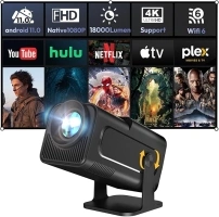 Smart Mini Projector XGODY Gimbal5 Android 11 Full HD Projector 18000 Lumen Native 1080P 4K Support 5G WiFi 6 Bluetooth 5.0 Home Movie Projector Short Throw Auto Keystone 180 Rotating Dull Black