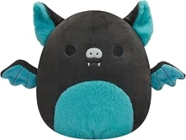 Squishmallows SQCR02386 Original 7.5-Inch Aldous Teal and Black Fruit Bat with Fuzzy Belly-Official Large Plush, Natural