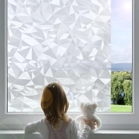 Linarun Window Film Privacy Patterned Frosted Window Film Diamond Opaque Privacy Film, Geometry Decorative Window Films Self Adhesive, Static Cling Glass Stickers for Bathroom Bedroom 44.5x200