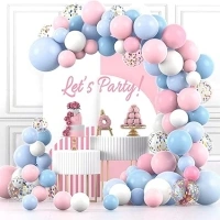 149Pcs Pink and Blue Balloon Arch Kit Gender Reveal Balloon Arch Kit with Confetti Gold Balloons Blue Pink Latex Balloons for Girls Boys Gender Reveal, Birthday, Baby Shower, Christening Party Supplie