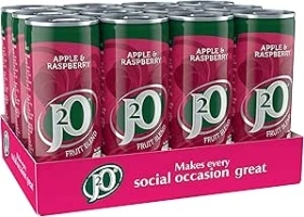 J2O Fruit Juice, Apple and Raspberry, 250ml Cans (Pack of 12)