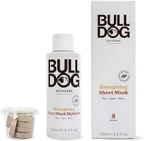 BULLDOG - Skincare for Men | Energising Bamboo Sheet Mask | Relax and Brighten Tired, Dull Looking Skin | 100 ml + 8 Masks