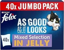 FELIX As Good As it Looks Mixed Selection in Jelly Wet Cat Food 40x100g (Packaging may vary)