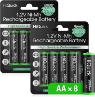 HiQuick 8 x AA Rechargeable batteries 2800 mAh NI-MH High Capacity AA Rechargeable Batteries, Pack of 8