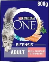 Purina ONE Adult Dry Cat Food Rich in Salmon 800g, Pack of 4