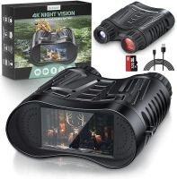 Letcmoi Night Vision Binoculars Goggles - 4K Infrared View of 300M with 8X Digital Zoom, Rechargeable 2600mAh, for Hunting, for Hiking, for Adults