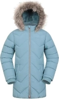 Mountain Warehouse Galaxy Fleece Lined Kids Padded Jacket - Water Resistant Girls & Boys Puffer Jacket, Faux Fur Hood Rainwear, Longline - for Spring Summer, Travelling, Hiking