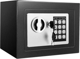 SINZUX 4.6L Digital Steel Safe, Safe Boxes for Home Use, Electronic Security Home Office Money Cash Safe Box With 2 keys, Wall Safes 230mmx170mmx170mm-Black