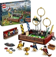 LEGO Harry Potter Quidditch Trunk, Play 3 Different Quidditch Games, Solo or 2-Player Game Set with Draco Malfoy, Cedric Diggory, Cho Chang Minifigures and Golden Snitch, Portable Travel Toy 76416