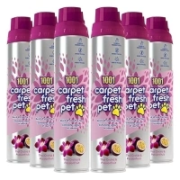 1001 Carpet Fresh Pet Thai Orchid & Passionfruit Fragrance – Quick drying, For use On Carpet Rug Upholstery Freshening Foam Pet Odour Remover, Pack of 6 300ml Aerosol Spray Can