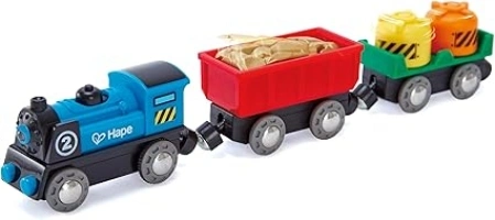 Hape E3720 Battery Powered Rolling Stock Train Set - Wooden Train Track Accessories, 54 x 40.01 x 11.99 cm