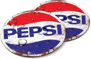 SIGNS 2 ALL - Two PEPSI Wooden Coasters Mancave Vintage Retro Wood Bar Pub Wall Round Coaster