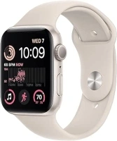 Apple Watch SE (2nd generation) (GPS, 44mm) Smart watch - Starlight Aluminium Case with Starlight Sport Band - Regular. Fitness & Sleep Tracker, Crash Detection, Heart Rate Monitor, Water Resistant