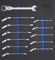 BGS 4195 | Tool Tray 2/3: Ratchet Combination Wrench Set | adjustable | 8 - 19 mm | 12 pcs.