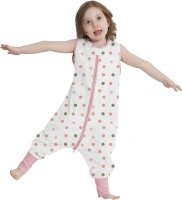 LAT LEE AND TOWN Baby Sleeping Sack with Feet 0.5 Tog, Unisex Cotton Baby Sleeping Bag with Legs All Season Sleeveless Sleep Sack For Boy Girl (Colorful Dots, 100/4-6 Years)