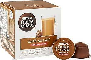 NESCAFE Dolce Gusto Cafe au Lait Decaf Coffee Pods - total of 48 Coffee Capsules - Decaffeinated Coffee (3 Packs)