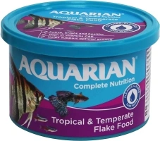 AQUARIAN Complete Nutrition, Aquarium Tropical & Temperate Fish Food Flakes, 50g Container