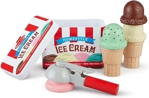 Melissa & Doug Scoop & Stack Ice Cream Cone, Ice cream toy for girls and boys, Pretend play food montessori toy 3 year old, Wooden food for role play kids toy food, Gift for 3 year old boy or girl