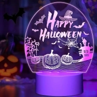 Linkax Halloween Decorations Indoor Lights: Pumpkin Halloween Decor Ornament Gifts for Boys Girls, Night Lights Kids, Blue/Red/Purple 3 Colors Table Bedside Lamp for Halloween Party Home Bedroom