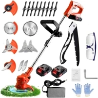 Cordless Strimmer ，Battery Strimmer with 2 * 24V 2.0Ah batteries, Metal Blade Strimmer with 4 types of blades, Garden Strimmer/Electric Strimmer/Iawn trimmer for garden, lawn，villa