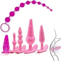 Erotic Toys Silicone Anal Butt Plug Training Set Anal Sex Toys Plug Expansion Stimulation Butt Plug Anal Trainning for Couples Women Gay Lesbian (Pink)