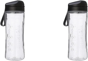 Sistema Hydrate Tritan Swift Water Bottle | 600 ml | Leakproof Water Bottle | BPA-Free | Black (Pack of 2)