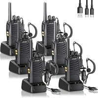 JUCJET 88E Walkie Talkie Long Range, Rechargeable 2 Way Radio for Adults with 16 Channels, VOX, USB Charging Base, PMR446 License-free, Handheld Walkie Talkie Rugged for Rescue, Security (6 Pcs)