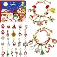 Christmas Advent Calendar Girls Bracelets Making Kit Kalolary 24 Days Christmas Countdown Calendar DIY Charm Bracelets Kits for Women Girls Xmas Surprise Gift (Gold)