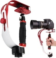 AFUNTA Aluminum Alloy Handheld video Camera Stabilizer Steady, compatible for GoPro, Cannon, Nikon or any DSLR camera,carry weight up to 2.1 lbs - Red + Silver + Black