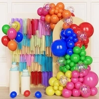 Rainbow Balloon Arch, 106Pcs Rainbow Balloons with Colourful Multicoloured Confetti Balloons for Kids Rainbow Birthday Party Decorations, Baby Shower, School Party Decor