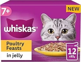 Whiskas 7+ Poultry Selection in Jelly, Senior Cat Food, 12 x 85g