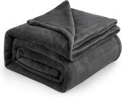 Bedsure Fleece Blanket Queen Size - Versatile Blanket for Bed Fluffy Soft Large Throw, Dark Grey, 220x240cm